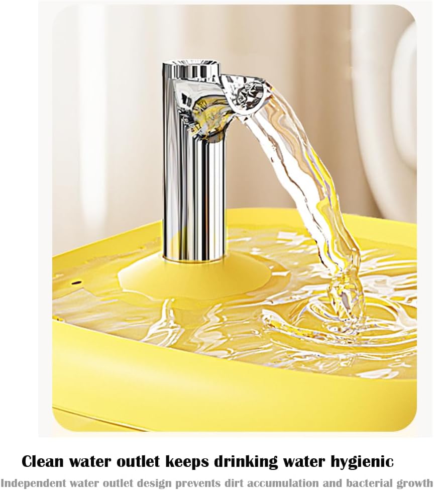 Cat Water Fountain for Drinking, 1.5L Cat Fountain Super Silent Pet Drinking Dispenser,Quiet Pump and Faucet Design Suitable for Cats and Dogs (Yellow)