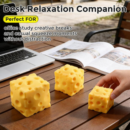 Cheese Squishy Cube Block, Squishy Fidget Toys for Adults, Easter Basket Stocking Stuffers, Sensory Stress Ball Squeeze Toys for Stress Relief (Yellow 2.4 in)
