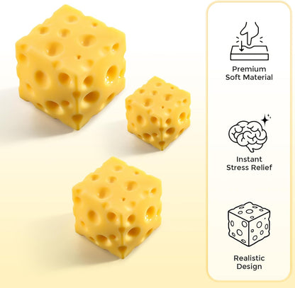 Cheese Squishy Cube Block, Squishy Fidget Toys for Adults, Easter Basket Stocking Stuffers, Sensory Stress Ball Squeeze Toys for Stress Relief (Yellow 2.4 in)