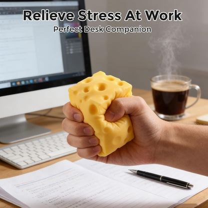 Cheese Squishy Cube Block, Squishy Fidget Toys for Adults, Easter Basket Stocking Stuffers, Sensory Stress Ball Squeeze Toys for Stress Relief (Yellow 2.4 in)
