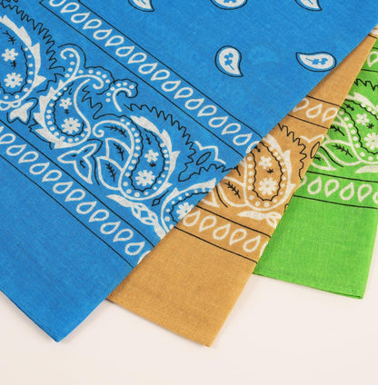 Large Soft Cotton Bandanas Pack for Men & Women 22 x 22 inches | Pure cotton, soft & breathable, gentle; reactive-dyed both sides, vivid colors; versatile for head, neck, wrist, bag.