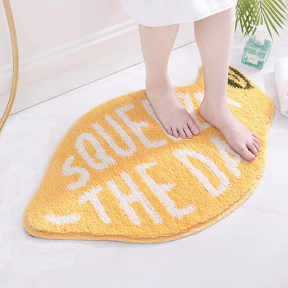 Soft Yellow Lemon Bath Rug for Kids Non Slip Absorbent Bath Mat Washable Shaggy Kids Bedroom Decor Bathroom Door Mat 31.5''x19.7''