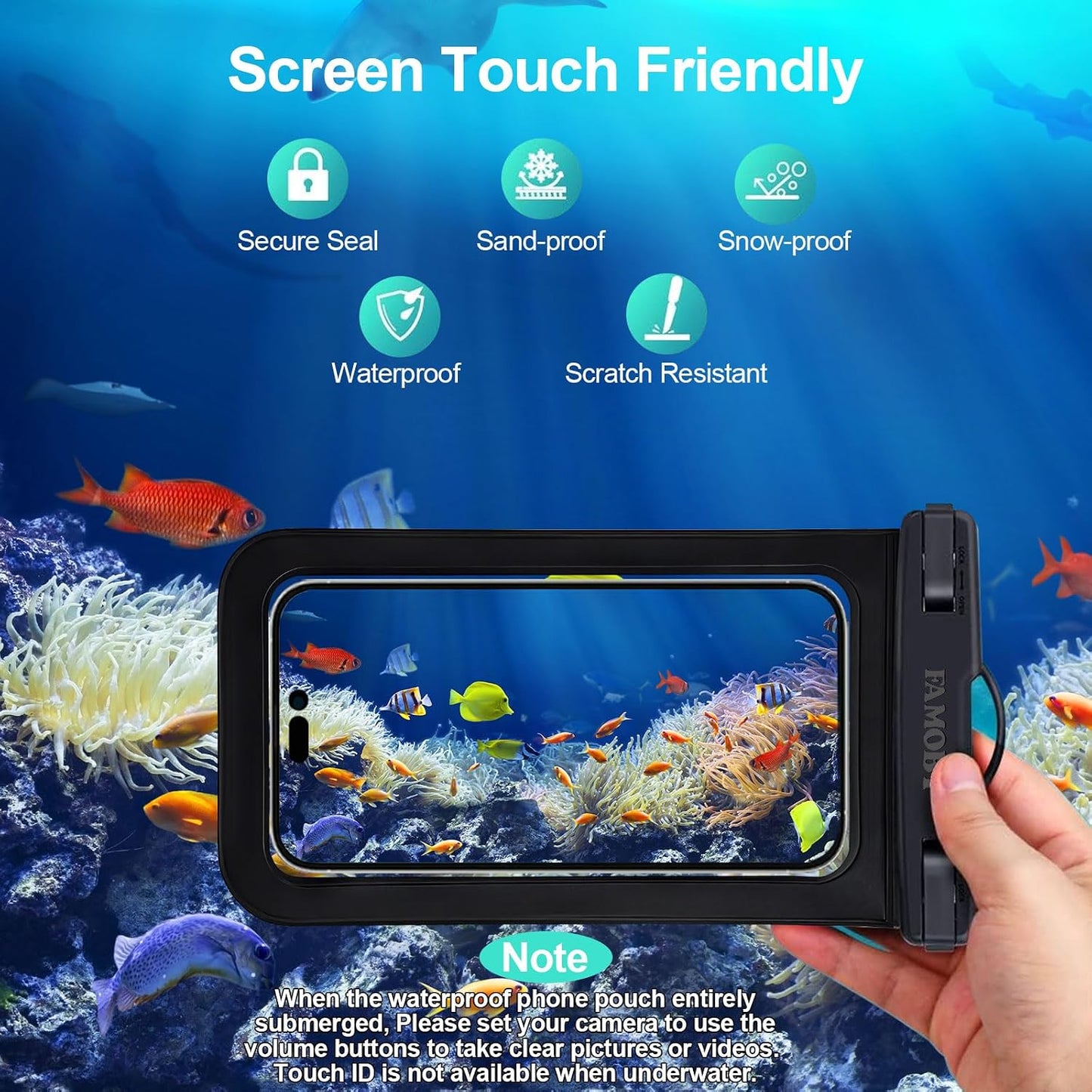 6 Pack Multicolor Waterproof Phone Pouch,Phone Case Dry Bag,Protection Level: IP68,Beach Cruise for iPhone,Samsung,and More,Lanyard Included,(Up to 8.3”),Black,Blue,Pink,Orange,Yellow,Green