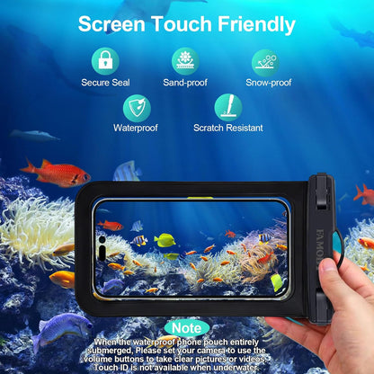 6 Pack Multicolor Waterproof Phone Pouch,Phone Case Dry Bag,Protection Level: IP68,Beach Cruise for iPhone,Samsung,and More,Lanyard Included,(Up to 8.3”),Black,Blue,Pink,Orange,Yellow,Green