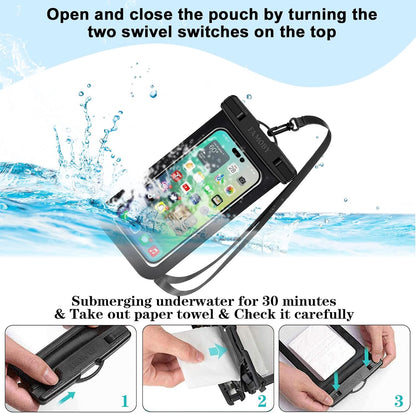 6 Pack Multicolor Waterproof Phone Pouch,Phone Case Dry Bag,Protection Level: IP68,Beach Cruise for iPhone,Samsung,and More,Lanyard Included,(Up to 8.3”),Black,Blue,Pink,Orange,Yellow,Green