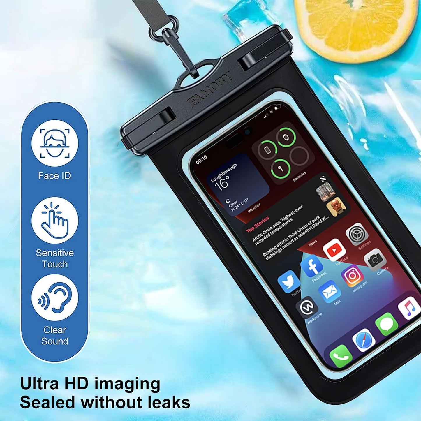 6 Pack Multicolor Waterproof Phone Pouch,Phone Case Dry Bag,Protection Level: IP68,Beach Cruise for iPhone,Samsung,and More,Lanyard Included,(Up to 8.3”),Black,Blue,Pink,Orange,Yellow,Green