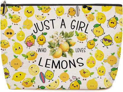 Funny Lemon Themed Makeup Bag Fruit Travel Toiletry Bag | Graduation Birthday Gift for Women, Female Teen Girls, Sister, Niece, Best Friend, Daughter, Cousin, Fruit Lover Gifts