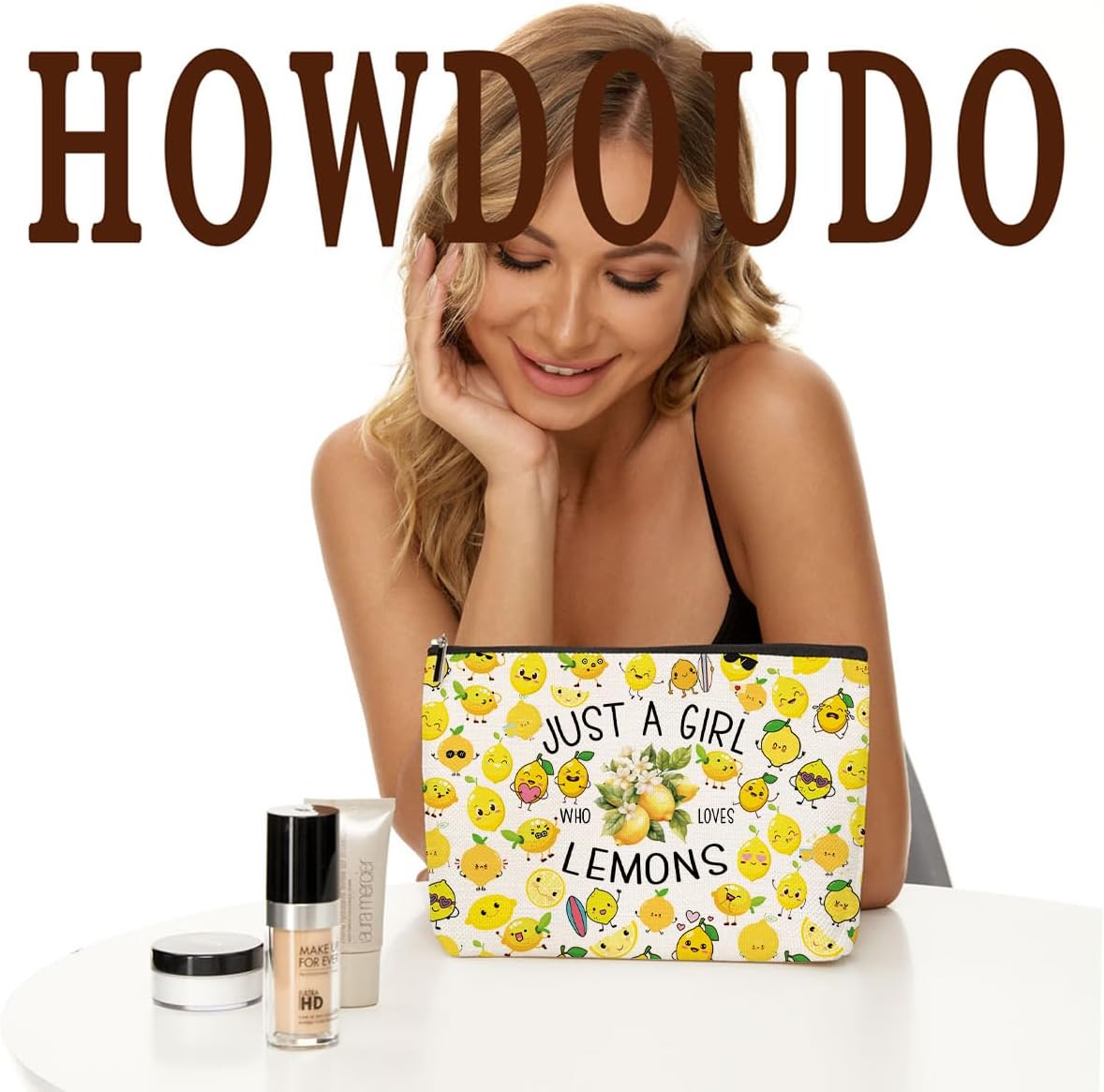Funny Lemon Themed Makeup Bag Fruit Travel Toiletry Bag | Graduation Birthday Gift for Women, Female Teen Girls, Sister, Niece, Best Friend, Daughter, Cousin, Fruit Lover Gifts