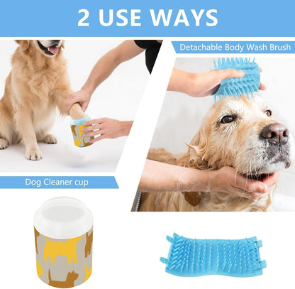 Yellow Brown Dog Reusable Pet Foot Cleaner Soft Silicone Bristles Pets Cleaning Kit for Small & Medium Dogs para Perros