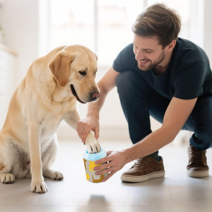 Yellow Brown Dog Reusable Pet Foot Cleaner Soft Silicone Bristles Pets Cleaning Kit for Small & Medium Dogs para Perros