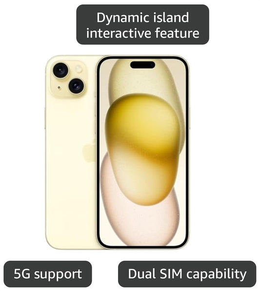 Apple iPhone 15 Plus, 128GB, Yellow - Locked to Verizon (Renewed)