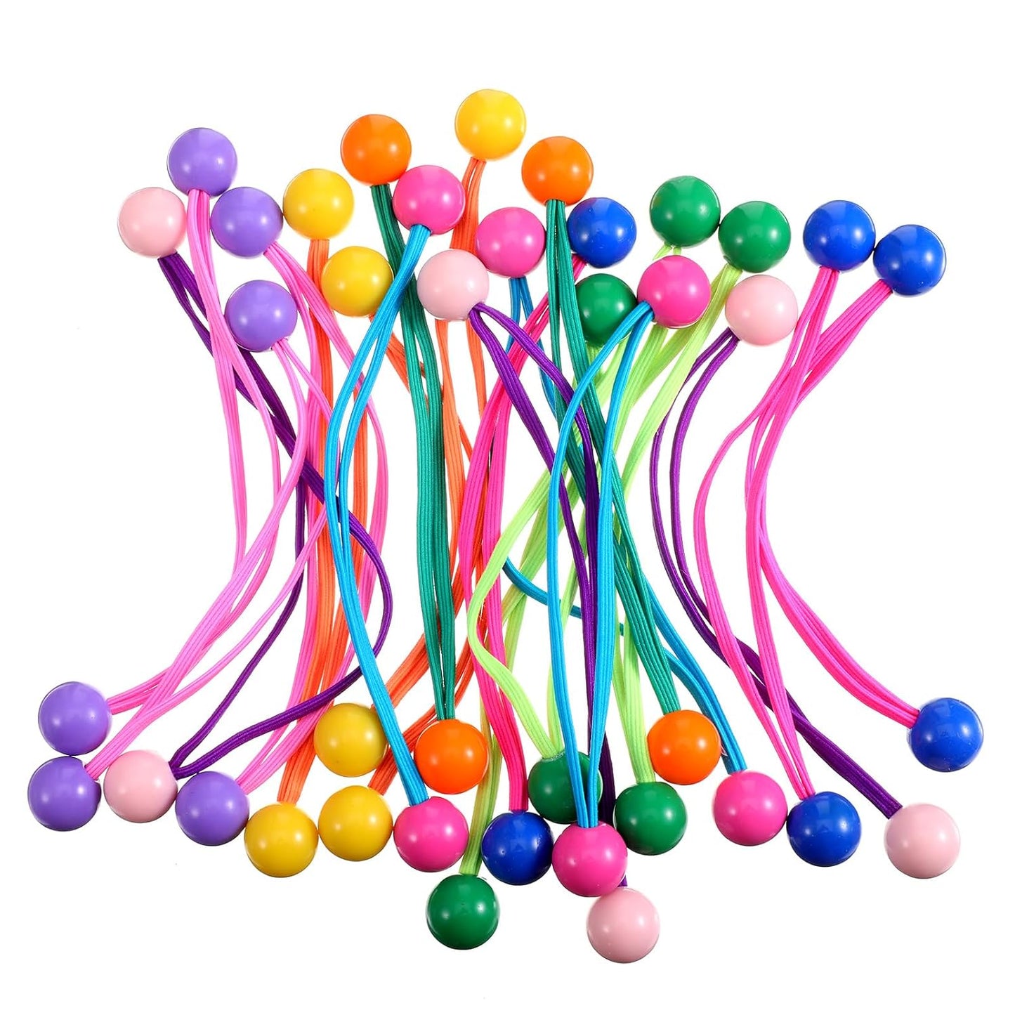 20 Pcs Twin Ball Hair Ties Charm Bubble Beads Ponytail Holders | Colorful Elastic Hair Accessories, Cute Women Ponytail Hair Ties No Damage (Red, Pink, Yellow, Orange, Blue, Purple, Green)