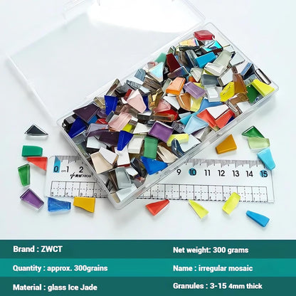 Red Yellow Mixed Irregular Mosaic Glass Mosaic Tiles Pieces, 300 Grams Mosaic DIY Set Adult Mosaic Set, Mosaic Crafts Mosaic Making Supplies