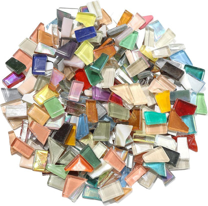 Red Yellow Mixed Irregular Mosaic Glass Mosaic Tiles Pieces, 300 Grams Mosaic DIY Set Adult Mosaic Set, Mosaic Crafts Mosaic Making Supplies