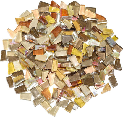 Red Yellow Mixed Irregular Mosaic Glass Mosaic Tiles Pieces, 300 Grams Mosaic DIY Set Adult Mosaic Set, Mosaic Crafts Mosaic Making Supplies