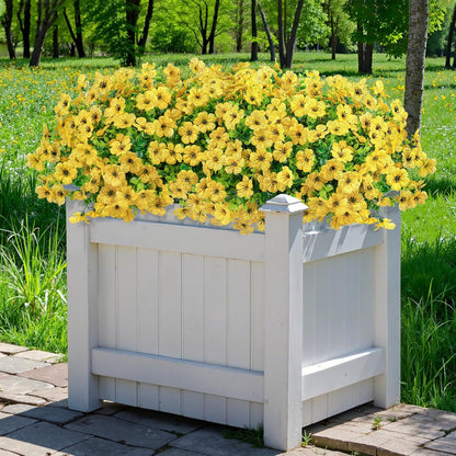 20 Bundles Artificial Flowers for Outdoors Fake Plants, Yellow | Fake silk flowers, UV resistant, realistic faux plants, eucalyptus stems, spring summer garden yard porch window home decor