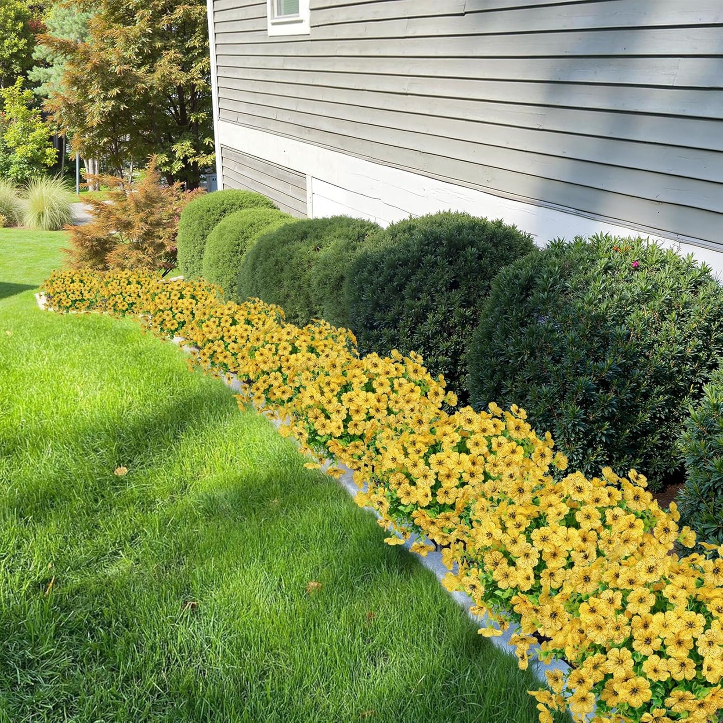 20 Bundles Artificial Flowers for Outdoors Fake Plants, Yellow | Fake silk flowers, UV resistant, realistic faux plants, eucalyptus stems, spring summer garden yard porch window home decor
