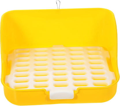 Rabbit Litter Box Potty Trainer Easy Pet Toilet for Small Animals Durable and Convenient Design for Rabbits Guinea Pigs and Other Small Pets Yellow