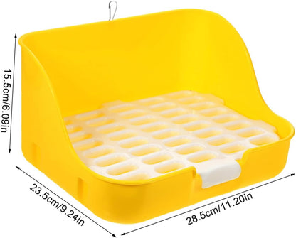 Rabbit Litter Box Potty Trainer Easy Pet Toilet for Small Animals Durable and Convenient Design for Rabbits Guinea Pigs and Other Small Pets Yellow