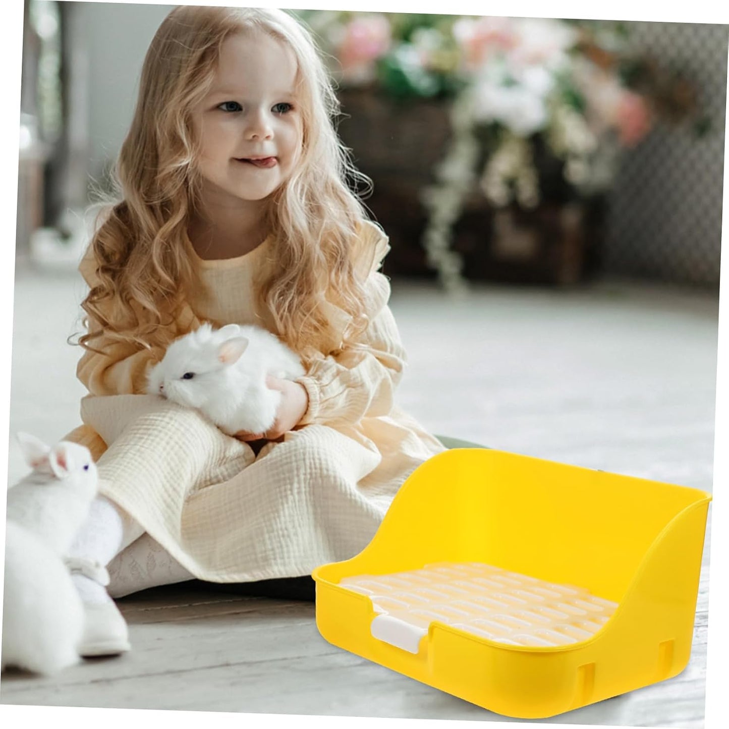 Rabbit Litter Box Potty Trainer Easy Pet Toilet for Small Animals Durable and Convenient Design for Rabbits Guinea Pigs and Other Small Pets Yellow