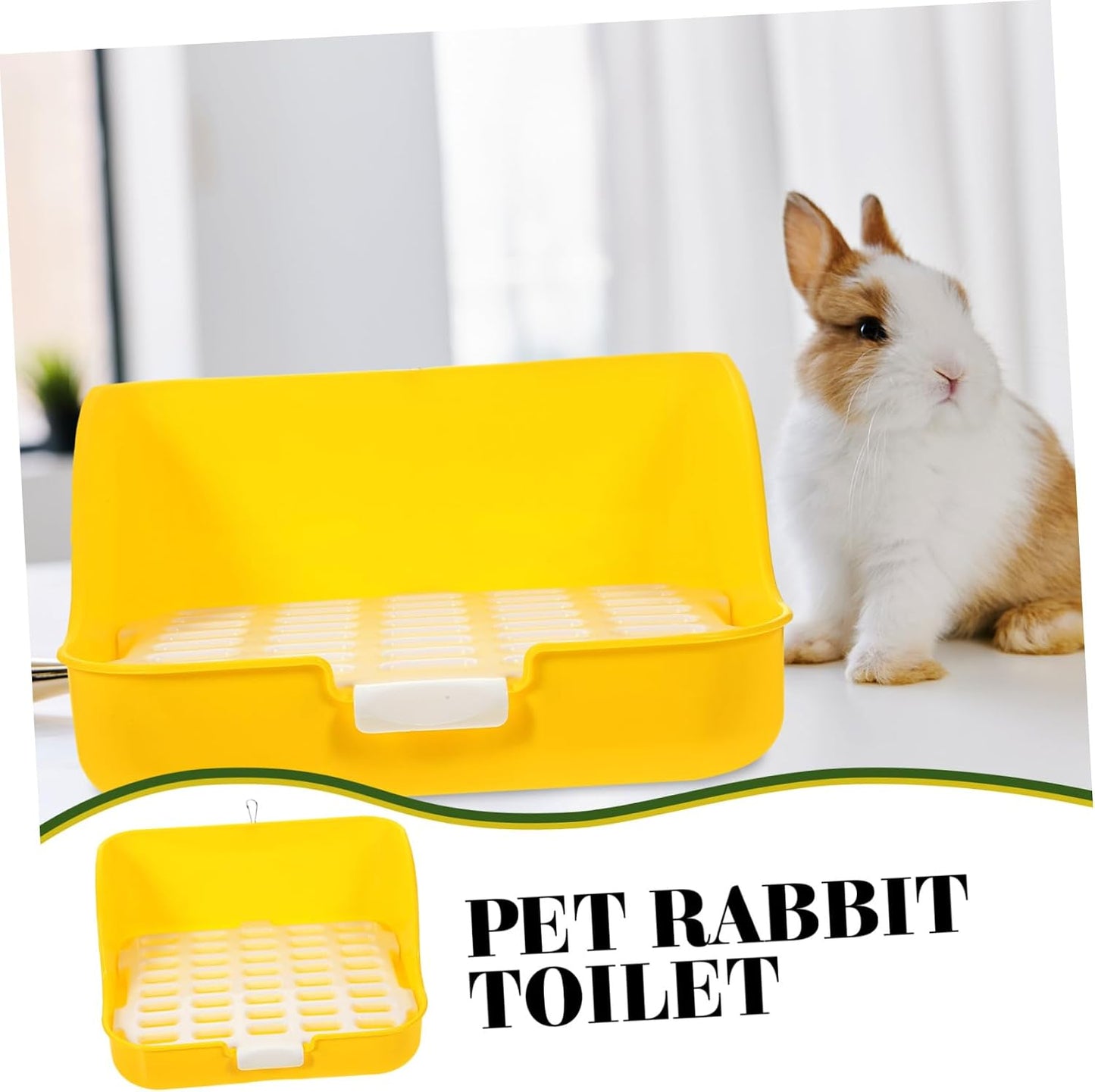 Rabbit Litter Box Potty Trainer Easy Pet Toilet for Small Animals Durable and Convenient Design for Rabbits Guinea Pigs and Other Small Pets Yellow