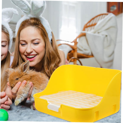 Rabbit Litter Box Potty Trainer Easy Pet Toilet for Small Animals Durable and Convenient Design for Rabbits Guinea Pigs and Other Small Pets Yellow