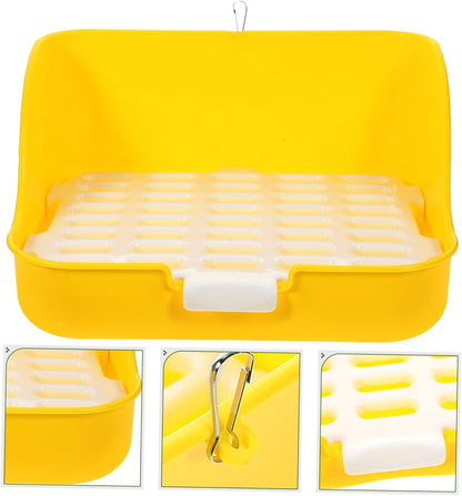 Rabbit Litter Box Potty Trainer Easy Pet Toilet for Small Animals Durable and Convenient Design for Rabbits Guinea Pigs and Other Small Pets Yellow