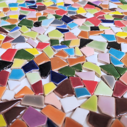 1.1 LB Irregular Ceramic Mosaic Tiles for Crafts, Mosaic Tiles for Crafts Bulk, Mosaic Pieces for Crafts, Stepping Stones, Decoration, and More, DIY Stepping Stone Kit