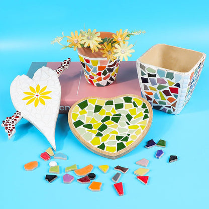1.1 LB Irregular Ceramic Mosaic Tiles for Crafts, Mosaic Tiles for Crafts Bulk, Mosaic Pieces for Crafts, Stepping Stones, Decoration, and More, DIY Stepping Stone Kit