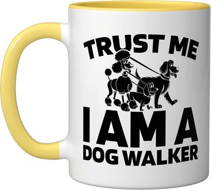Walking - Pet Care Exercise Dog Walker Ceramic Mug, Yellow/White