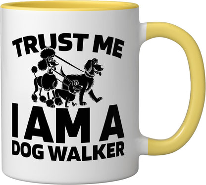 Walking - Pet Care Exercise Dog Walker Ceramic Mug, Yellow/White