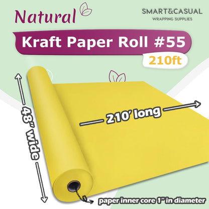 48" x 2,520" (210') Lemon Yellow Kraft Craft Paper Roll for Gift Wrapping Bulletin Board Bouquet Flower Art Packing Parcel Table Covering 80GSM 55LB (Lemon Yellow, 48" x 210')
