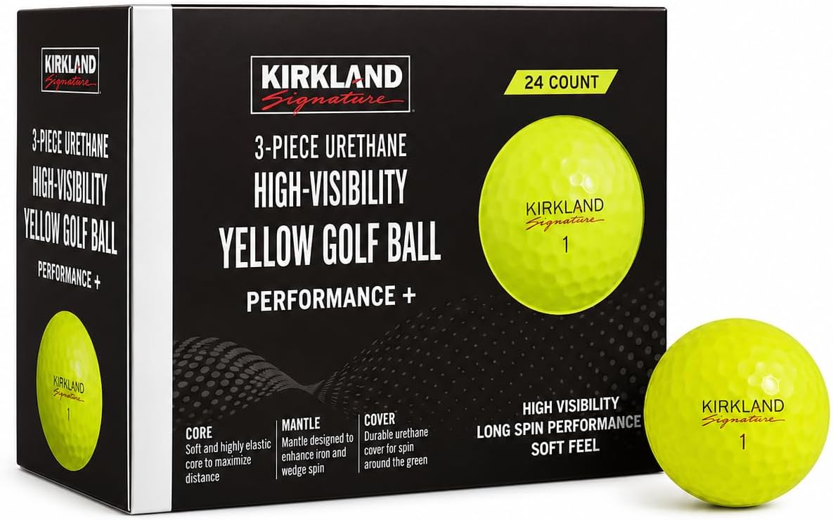 3-Piece Golf Balls, Version 2.0, Yellow, 24-Pack | Urethane cover for tour-level control & soft feel, low compression core for maximum distance, high visibility