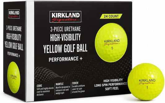 3-Piece Golf Balls, Version 2.0, Yellow, 24-Pack | Urethane cover for tour-level control & soft feel, low compression core for maximum distance, high visibility