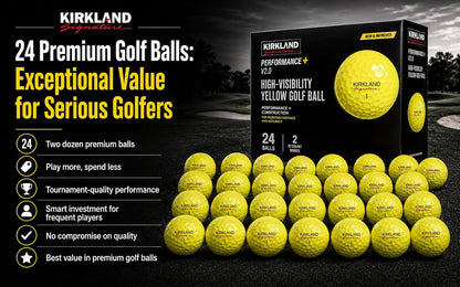 3-Piece Golf Balls, Version 2.0, Yellow, 24-Pack | Urethane cover for tour-level control & soft feel, low compression core for maximum distance, high visibility