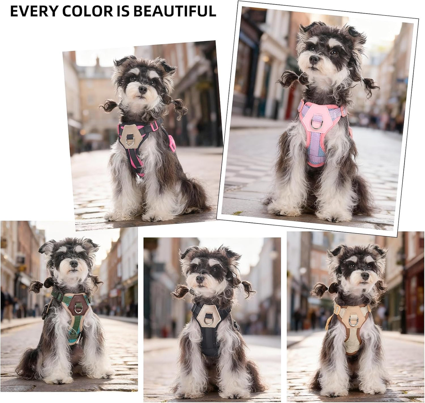 Small Dog Harness and Leash Set, Breathable Mesh Puppy Harness, Adjustable Dog Harness for Small Medium Large Dogs, No-Pull Pet Harness for Daily Walking (Faint Yellow, Small)