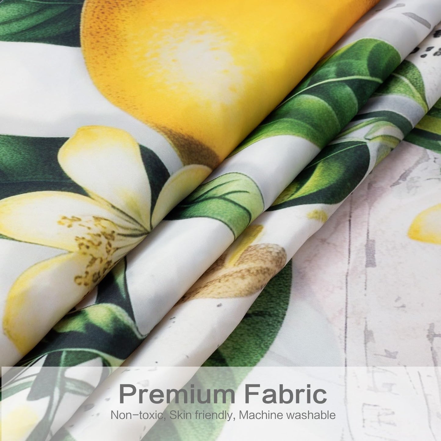 Shower Curtains,Floral Curtain Decorative Set with 12 Hooks,Polyester Fabric Machine Washable Bathroom Accessories,for Bathtubs,Home Decor,Farmhouse,72x72 inch,Lemon Yellow Citrus Fruit