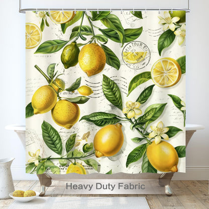 Shower Curtains,Floral Curtain Decorative Set with 12 Hooks,Polyester Fabric Machine Washable Bathroom Accessories,for Bathtubs,Home Decor,Farmhouse,72x72 inch,Lemon Yellow Citrus Fruit