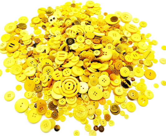 600-700Pcs Yellow Buttons for Crafts Bulk Yellow Craft Buttons Assorted Size for Sewing DIY Crafts Decoration