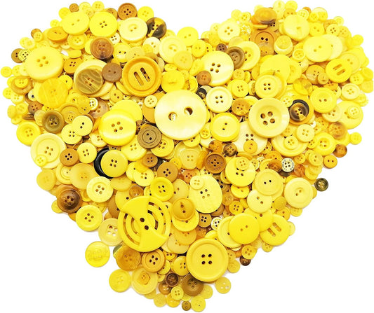600-700Pcs Yellow Buttons for Crafts Bulk Yellow Craft Buttons Assorted Size for Sewing DIY Crafts Decoration