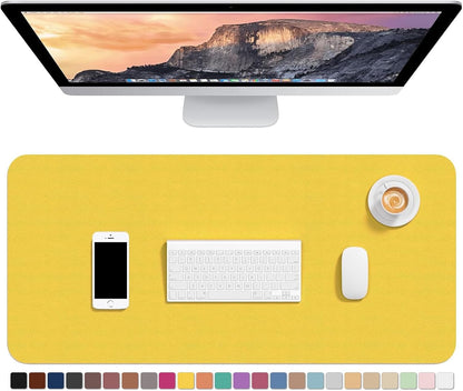 Desk Pad, 30" x 14" PU Leather Desk Mat, XL Extended Mouse Pad, Waterproof Desktop Blotter Protector, Non-Slip Ultra Thin Large Laptop Keyboard Writing Mat for Office Home, Yellow