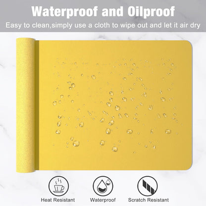 Desk Pad, 30" x 14" PU Leather Desk Mat, XL Extended Mouse Pad, Waterproof Desktop Blotter Protector, Non-Slip Ultra Thin Large Laptop Keyboard Writing Mat for Office Home, Yellow
