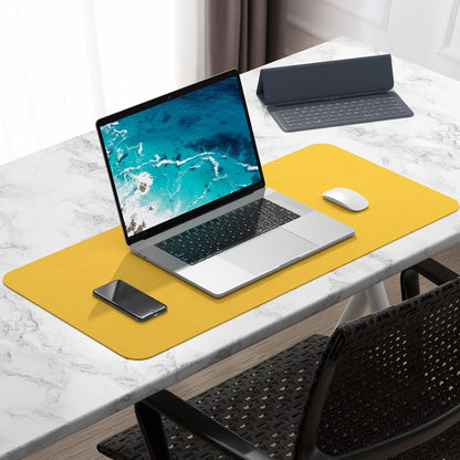Desk Pad, 30" x 14" PU Leather Desk Mat, XL Extended Mouse Pad, Waterproof Desktop Blotter Protector, Non-Slip Ultra Thin Large Laptop Keyboard Writing Mat for Office Home, Yellow