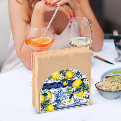 Lemon White Flowers Blue Clear Acrylic Napkin Holders for Tables Standing Napkin Dispenser for Kitchen Dining Table Tissue Box Dispenser for Dinner Restaurant Home Countertop Outdoor