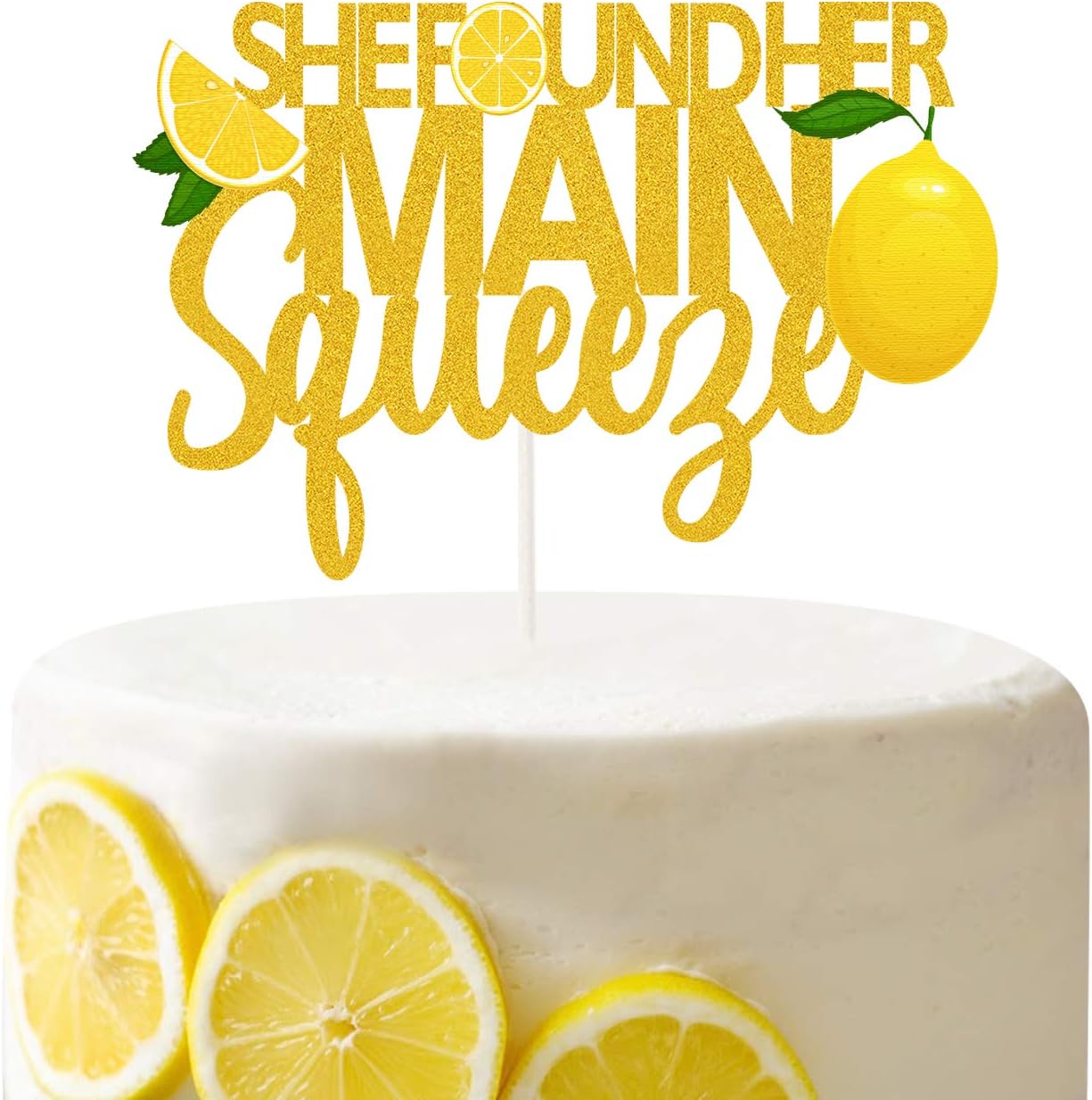 She Found Her Main Squeeze Cake Topper Lemon Bridal Shower Party Decor Bridal Shower Wedding Engagement Bachelorette Party Supplies Gold Glitter Decorations