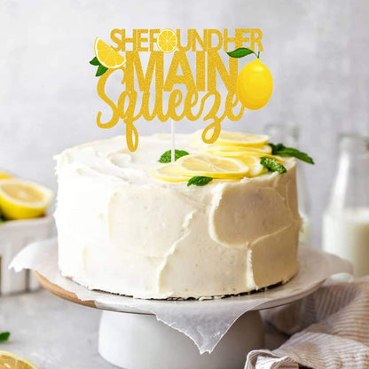 She Found Her Main Squeeze Cake Topper Lemon Bridal Shower Party Decor Bridal Shower Wedding Engagement Bachelorette Party Supplies Gold Glitter Decorations