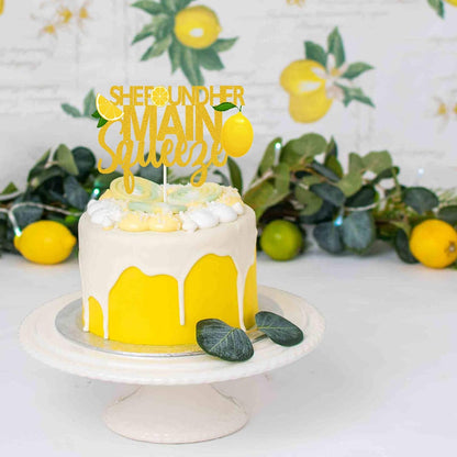 She Found Her Main Squeeze Cake Topper Lemon Bridal Shower Party Decor Bridal Shower Wedding Engagement Bachelorette Party Supplies Gold Glitter Decorations