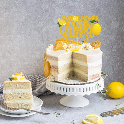 She Found Her Main Squeeze Cake Topper Lemon Bridal Shower Party Decor Bridal Shower Wedding Engagement Bachelorette Party Supplies Gold Glitter Decorations