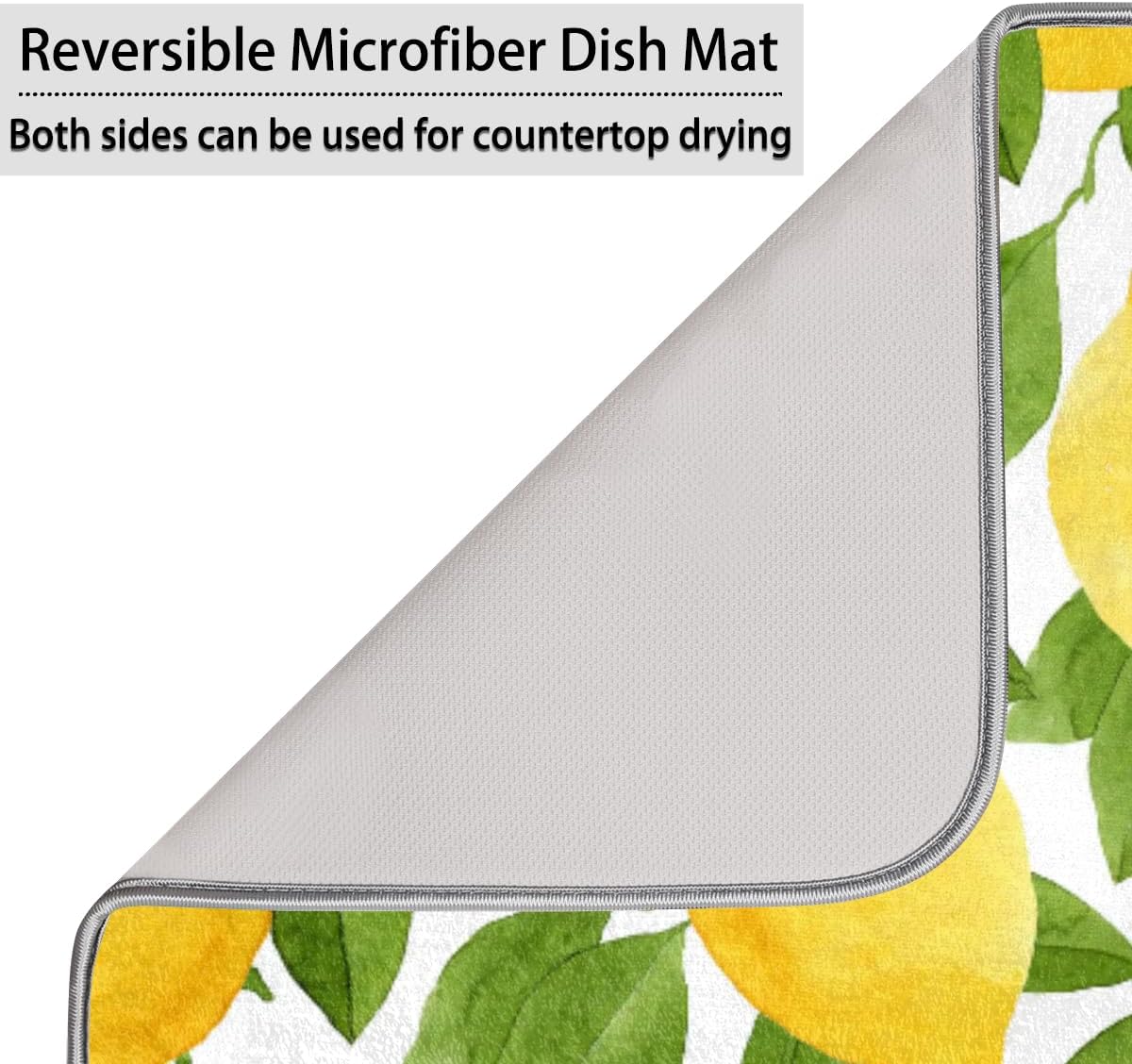 Watercolor Lemon Dish Drying Mat, Cute Drying Mat Absorbent Reversible Washable Dish Drainer Mats Heat Resistant Dish Drying Pad for Kitchen Counter, 18x24inch