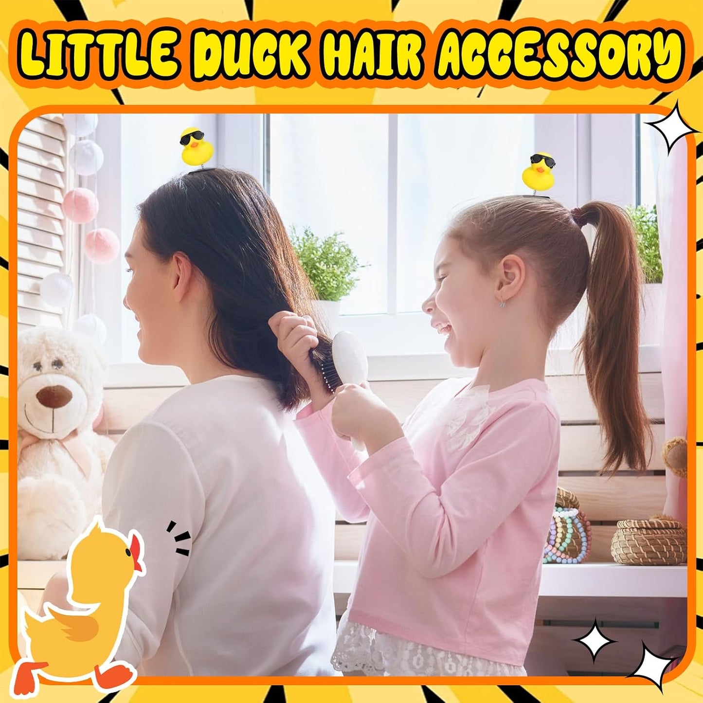 12 Pcs Duck Hair Clips Cute Festival Rave Sprouts Yellow Duck Hairpin Kawaii Cartoon Hair Accessories for Kids Adults Back to School Christmas Summer Party Props(Cool Style)